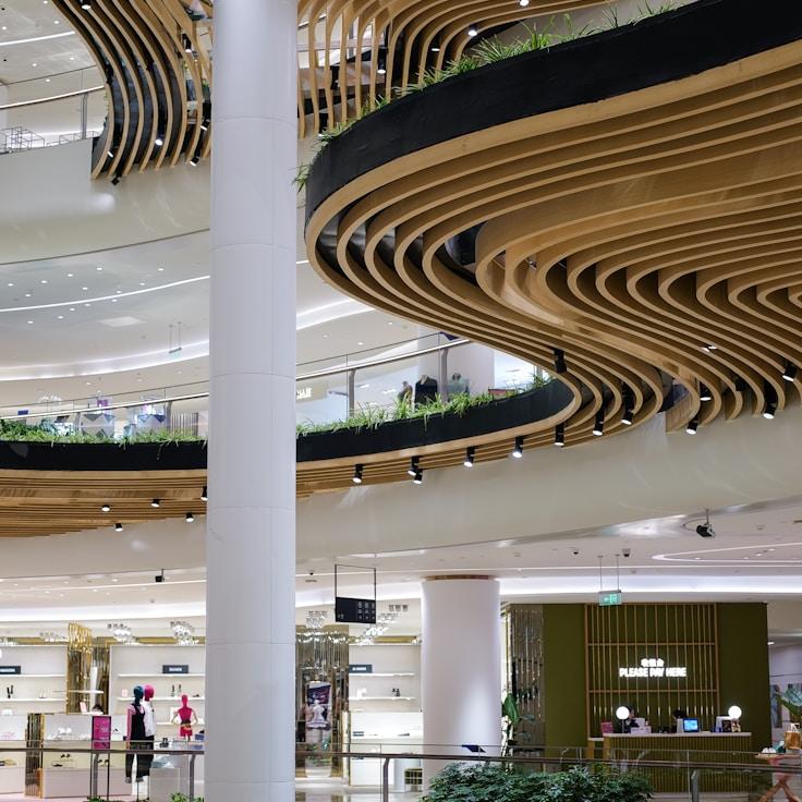 Shopping mall with wide corridors suitable for strollers
